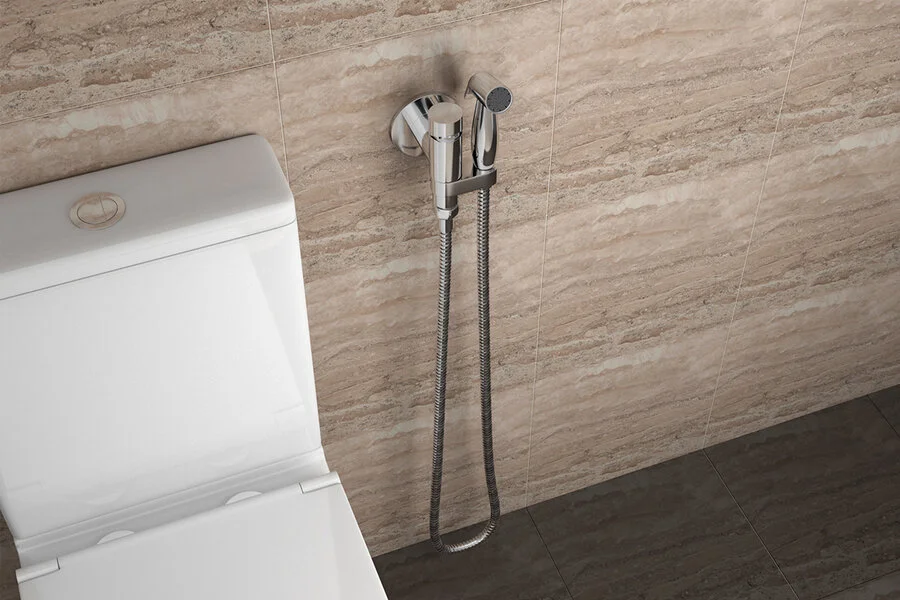 Смеситель с гигиеническим душем Bravat Eler D9137CP-RUS (детальная фотография), округлые