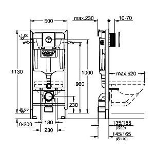 Инсталляция для подвесного унитаза Grohe Solido 38832000 (детальная фотография), для унитаза