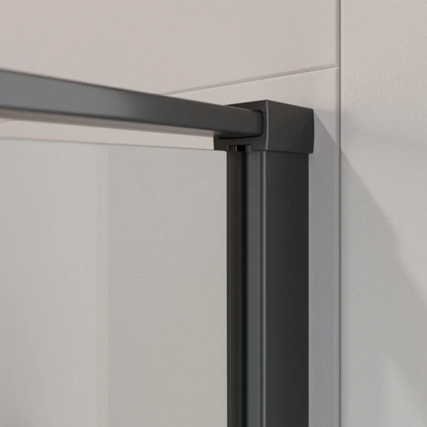 Душевой уголок Cezares Liner 90x90 см профиль черный правый LINER-A-1-90-C-NERO-R (детальная фотография), недорогие, стеклянные, угловые, без поддона