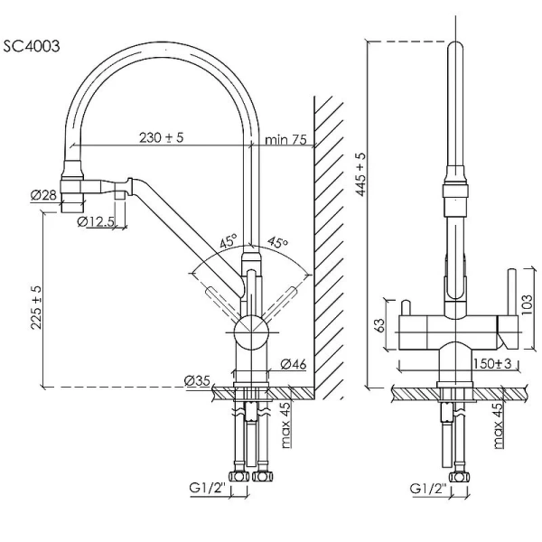 Смеситель для кухни Sancos Dora белый матовый SC4003MW (детальная фотография), для кухни
