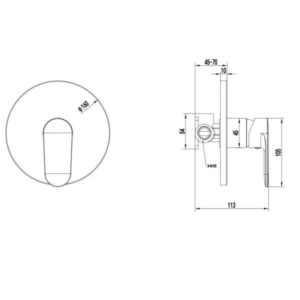 Смеситель для душа Акватек Ника хром AQ1866CR (детальная фотография), для душа