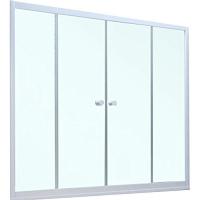 Душевая шторка на ванную профиль белый стекло прозрачное Vegas-glass