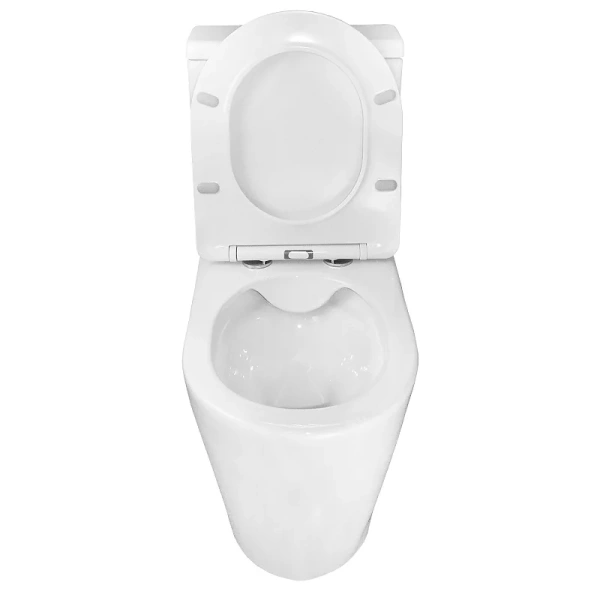 Унитаз компакт Azario Flin белый AZ-1363C (детальная фотография), безободковые, сиденье с микролифтом , с антивсплеском, компакт, низкие