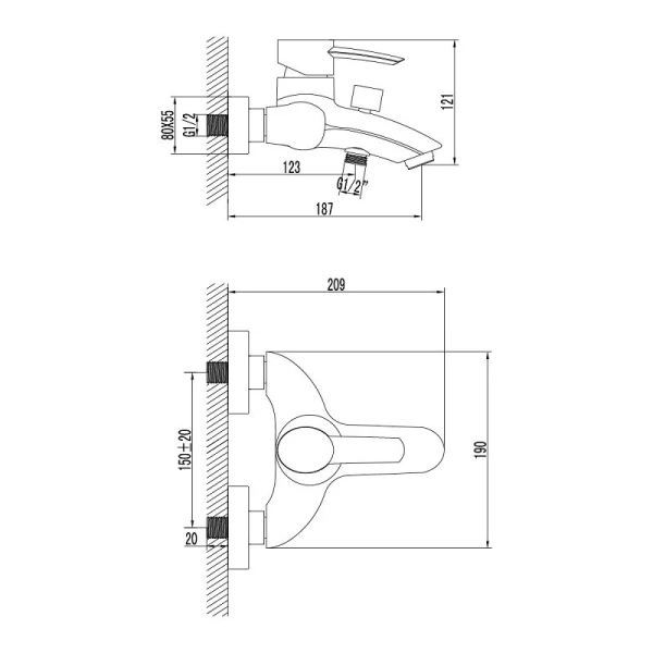 Смеситель для ванны Lemark Atlantiss LM3202C (детальная фотография), для ванны