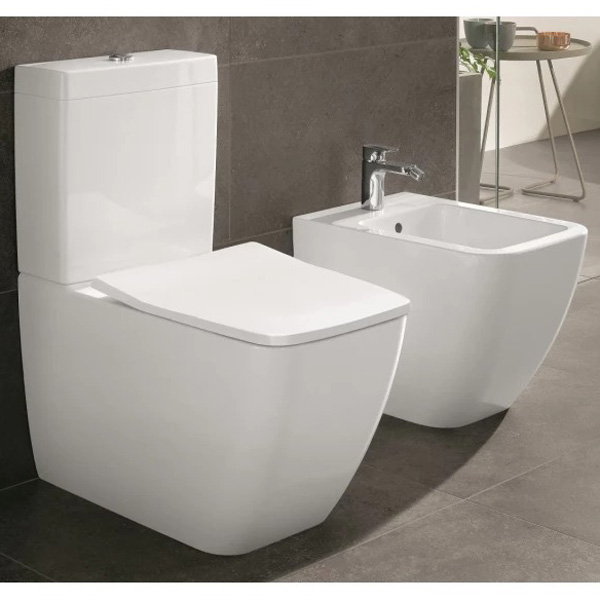  Унитаз-компакт с открытым смывным краем Villeroy&Boch Venticello 4612R0R1 прямоугольная модель (детальная фотография), напольные