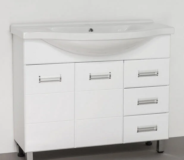 Тумба под раковину напольная Style Line Ирис 96 см белая ЛС-00000178 (детальная фотография), напольная, пристенная