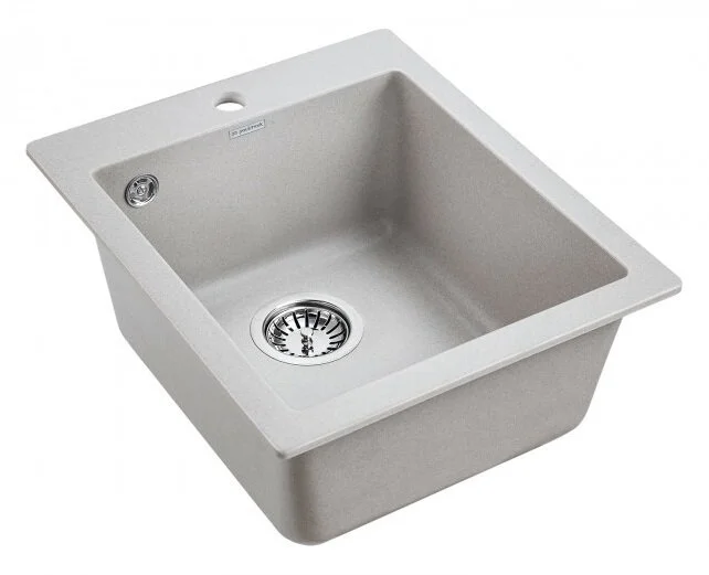 Мойка для кухни Paulmark Leer 42 см серая PM104249-GR (детальная фотография), кварц