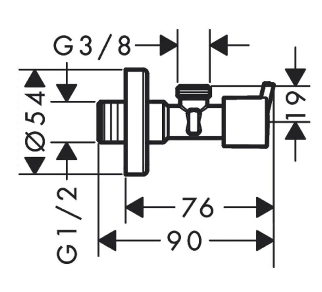Угловой вентиль Hansgrohe хром 13901000 (детальная фотография), в наличии