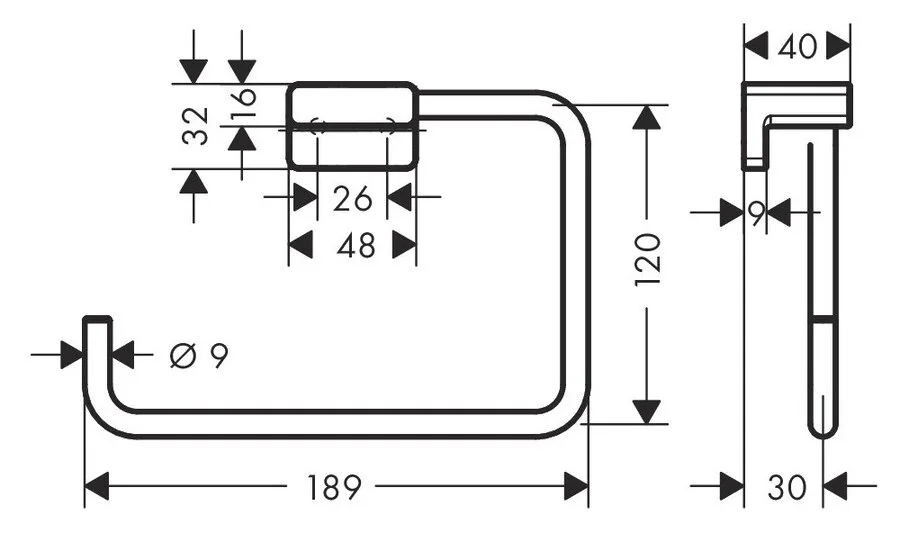 Полотенцедержатель Hansgrohe AddStoris матовый черный 41754670 (детальная фотография), современные, hi-tech