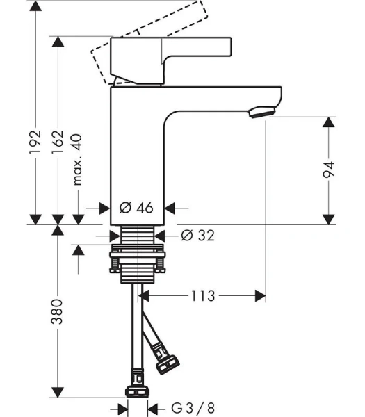 Смеситель для раковины Hansgrohe Metris S однорычажный 31068000 (детальная фотография), для раковины