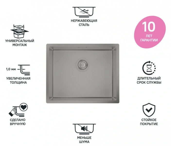 Мойка для кухни IDDIS Edifice 54 см графит EDI54G0i77 (детальная фотография), другие