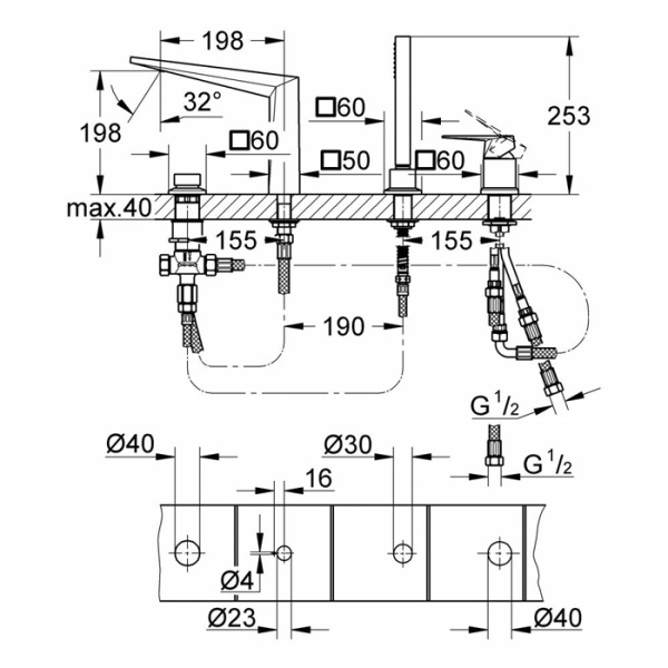 Схема (детальная фотография), для ванны