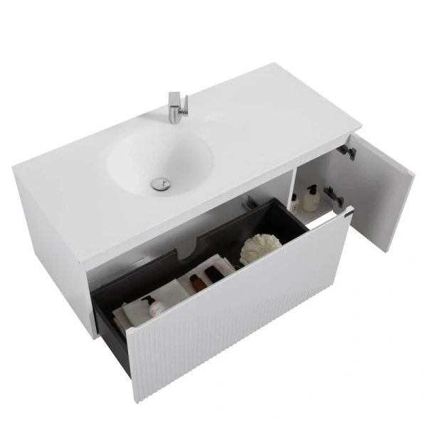 Тумба с раковиной подвесная Black&White Universe 91812002 120 см МДФ (детальная фотография), 120 см