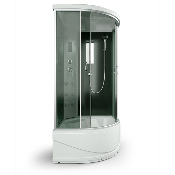 Душевая кабина, задняя стенка чёрная, стекло тонированное, Erlit Comfort ER 4510TP-C4 ER4510TP-C4-RUS (детальная фотография), с высоким, глубоким поддоном, глубокий поддон