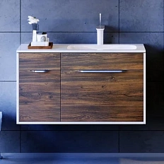 Тумба под раковину подвесная Aqwella Malaga 90см крафт темный, правостороняя