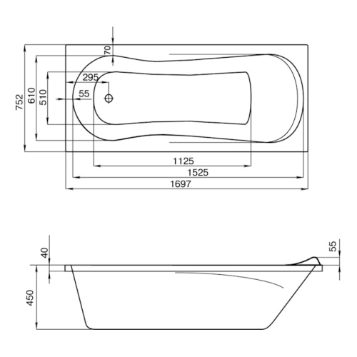 Ванна акриловая  Santek Каледония 170х75 1.WH30.2.391 (детальная фотография), прямоугольные