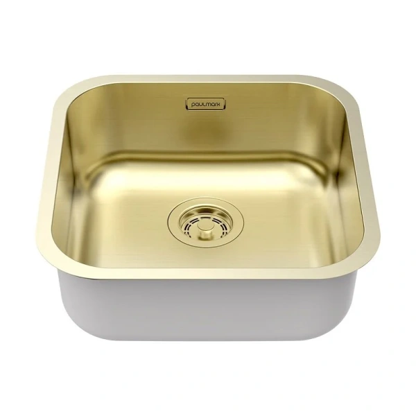 Мойка для кухни Paulmark Vello 44 см светлое золото VE44-LG (детальная фотография), из нержавеющей стали, стальные, металлические