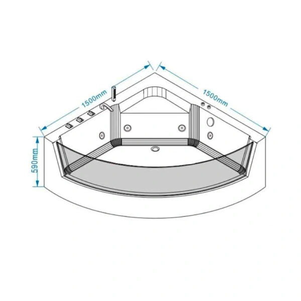 Ванна акриловая Grossman 150x150 см гидромассажная GR-15000-1 (детальная фотография), акриловые