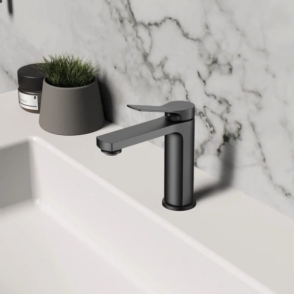 Смеситель для раковины Vincea Arco черный матовый VBF-4AR01MB (детальная фотография), современные, hi-tech