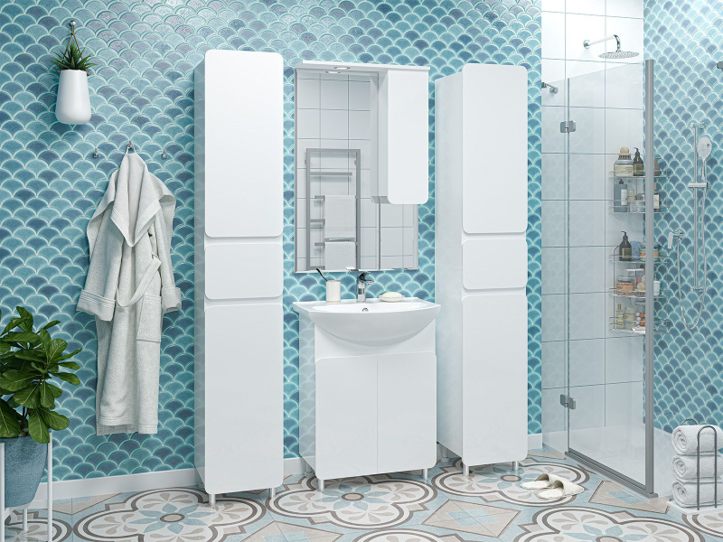 Шкаф-пенал напольный Misty Чегет 35 см левый П-Чег-05035-01-1ЯЛ (детальная фотография), современные, hi-tech