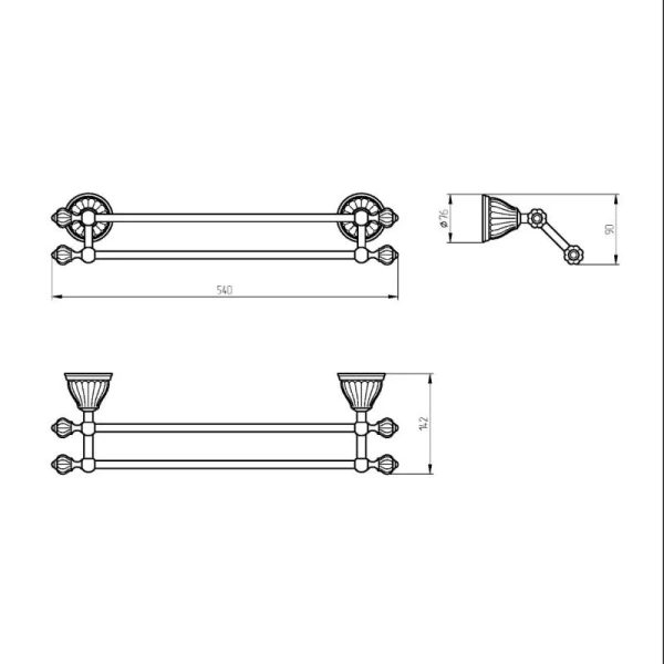 Полотенцедержатель Migliore Olivia белая керамика с золотым декором 17532 (детальная фотография), классические, ретро, декорированные