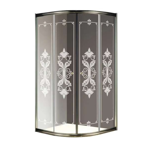Душевой уголок Cezares Giubileo 80х80 см стекло прозрачное с узором профиль хром GIUBILEO-R-2-80-SCORREVOLE-CP-Cr (детальная фотография), стеклянные, угловые, без поддона
