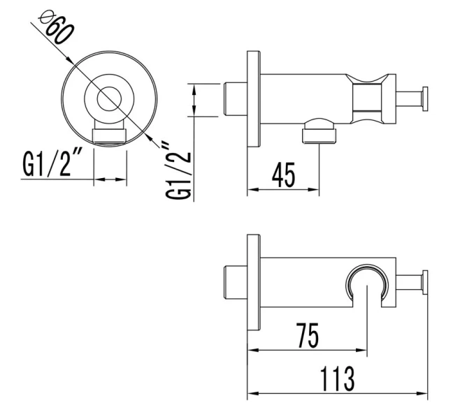 Подключение для душевого шланга Lemark графит LM3785GM (детальная фотография), нет в наличии