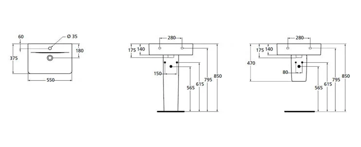 Раковина Ideal Standard Connect Cube E788601 (детальная фотография), белые