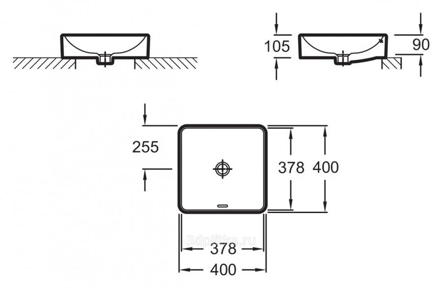 Раковина Jacob Delafon Vox 40 см логотип EVG102-PT6 (детальная фотография), современные, hi-tech