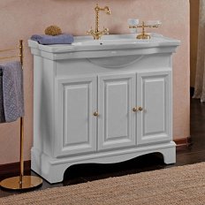 Тумба под раковину, цвет белый матовый, фурнитура золото, La Beaute Michel