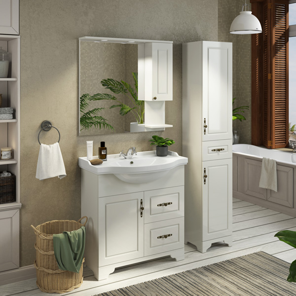 Шкаф-пенал напольный Comforty Севилья 35 см слоновая кость 00004137101CF (детальная фотография), нет в наличии