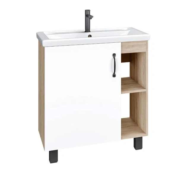 Тумба под раковину напольная Grossman Флай 71,5 см дуб сонома/белая 107001 (детальная фотография)