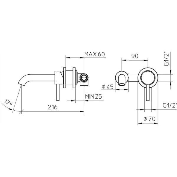 Смеситель для раковины Bossini Oki черный матовый Z005302.073 (детальная фотография), для раковины