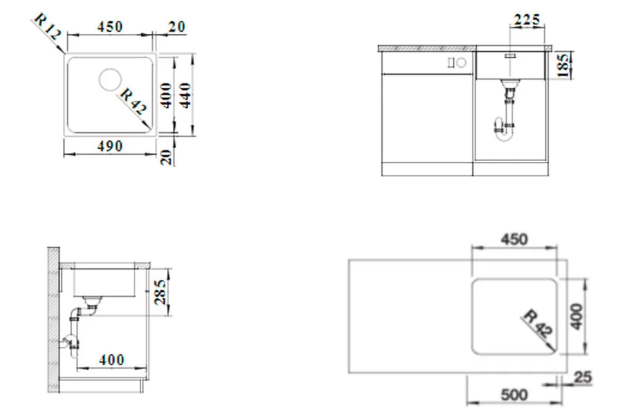 Мойка для кухни Blanco Solis 450-U 49 см нержавеющая сталь 526120 (детальная фотография), встраиваемые, интегрированные