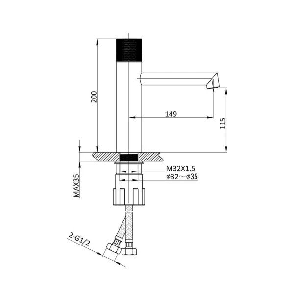 Смеситель для раковины Vincea Desire вороненая сталь VBF-1D3GM (детальная фотография), для раковины
