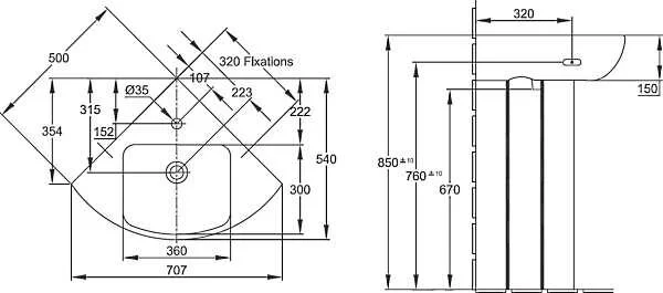 Раковина угловая Jacob Delafon Odeon Up E4710-00 (детальная фотография), современные, hi-tech