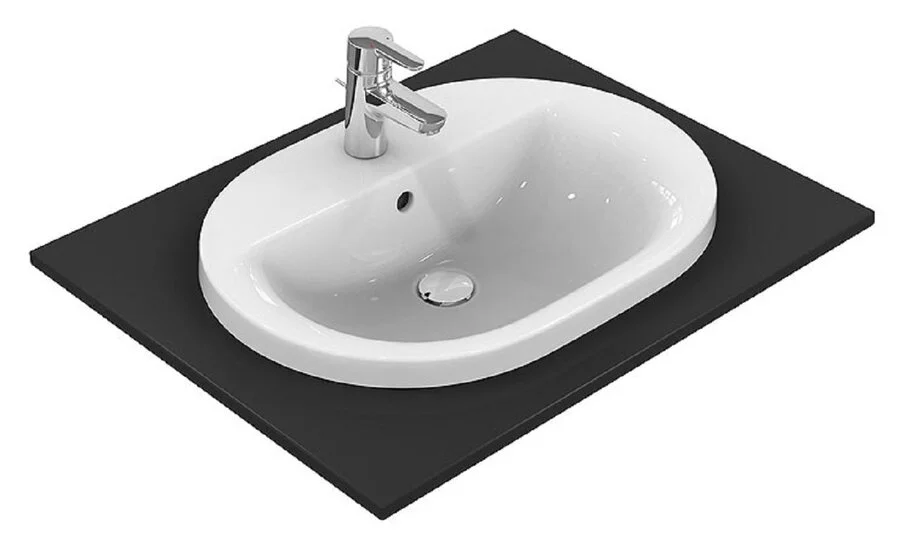 Раковина Ideal Standard Connect 62 см овальная E504001 (детальная фотография), встраиваемые (в столешницу), пристенные