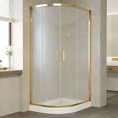 Душевой уголок профиль золотой стекло сатин Vegas-glass
