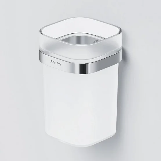 Стакан для ванной Am.Pm Func A8F343 настенный (детальная фотография), хром, белые, черные, комбинированные