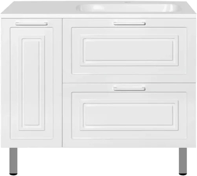 Тумба под раковину Style Line Альба 90 см правая, белая ЛС-000010054 (детальная фотография), подвесная, напольная, пристенная