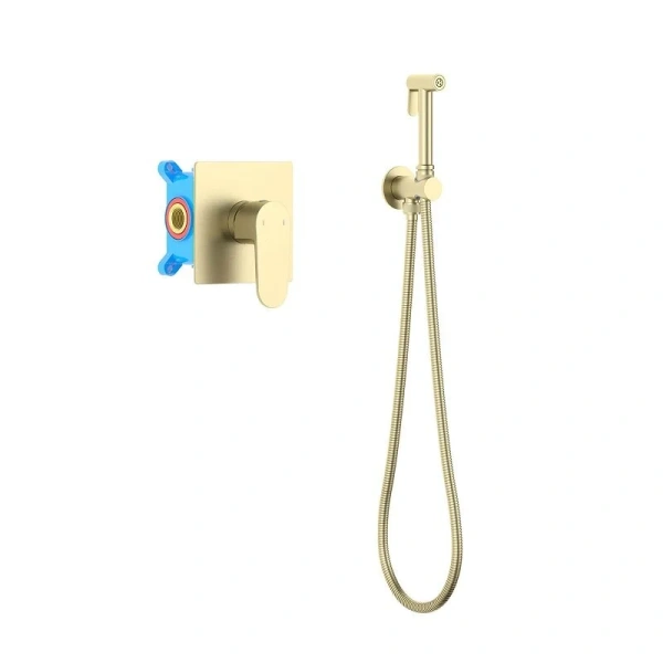 Гигиенический душ со смесителем Акватек Оберон золото шлифованное AQ1219BG (детальная фотография)