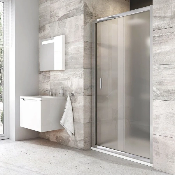 Душевые двери, профиль сатин, стекло Transparent, Ravak Blix BLDP2-100 0PVA0U00Z1 (детальная фотография), в наличии index_2