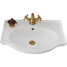 Раковина-консоль керамическая, цвет белый, 1 отв. под смес., с кольцом перелива цвета хром, La Beaute Michel LA8360