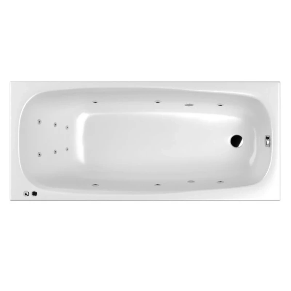 Ванна гидромассажная Whitecross Layla Slim Line, 180 х 80 см, белая/хром, 0122.180080.100.LINE.CR (детальная фотография), акриловые