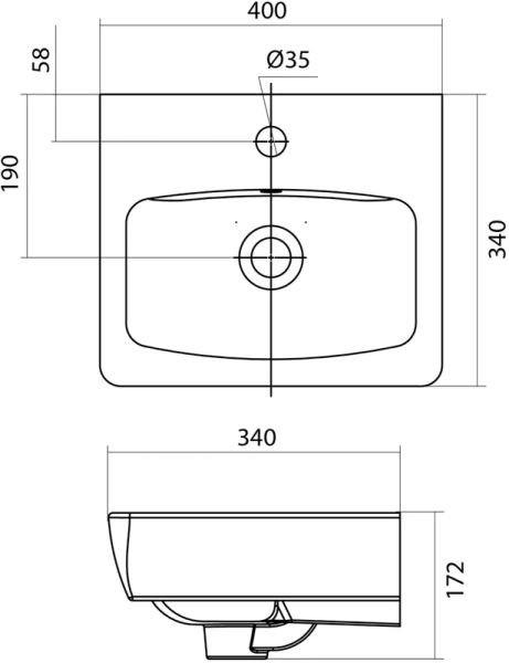 Раковина Santek Нео 40 см белая 1WH302183 (детальная фотография), прямоугольной формы