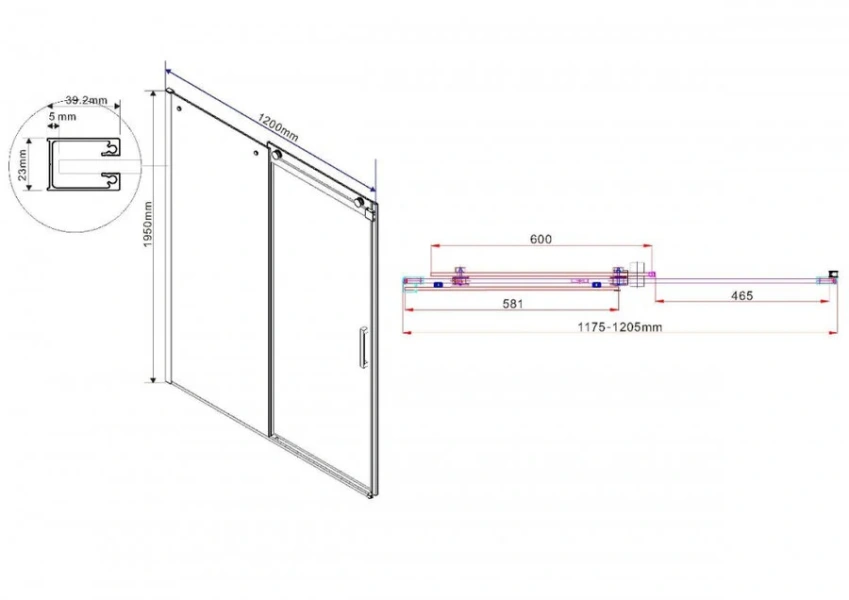 Душевая дверь в нишу Vincea Como 120 см профиль черный, стекло тонированное VPS-1C120CGB (детальная фотография), современные, hi-tech