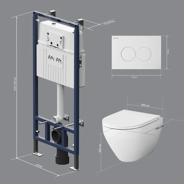 Унитаз с инсталляцией Am.Pm Spirit 2.0 кнопка белая IS100101.701700 (детальная фотография), в наличии