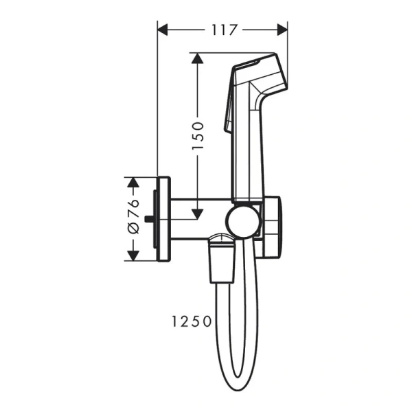 Гигиенический душ со смесителем Hansgrohe Bidette шлифованный черный хром 29232340 (детальная фотография), для туалета