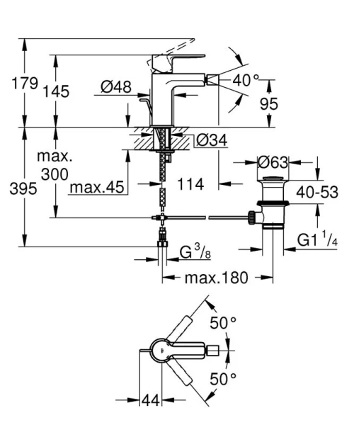 Смеситель для биде суперсталь Grohe Lineare 33848DC1 (детальная фотография), для биде