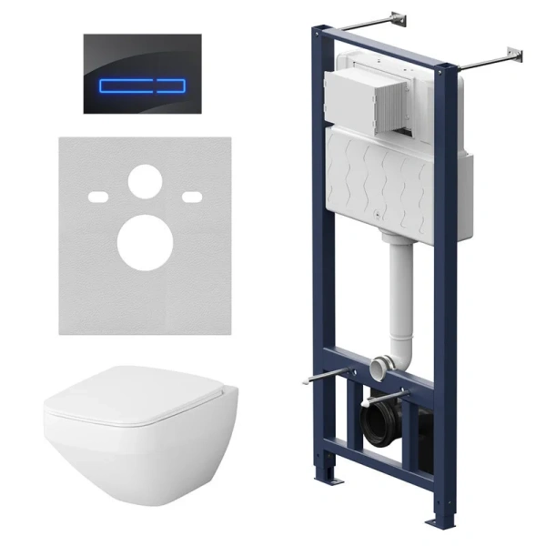 Унитаз с инсталляцией Am.Pm Inspire 2.0 с сиденьем микролифт и сенсорной клавишей IS450A38.50A1700 (детальная фотография)